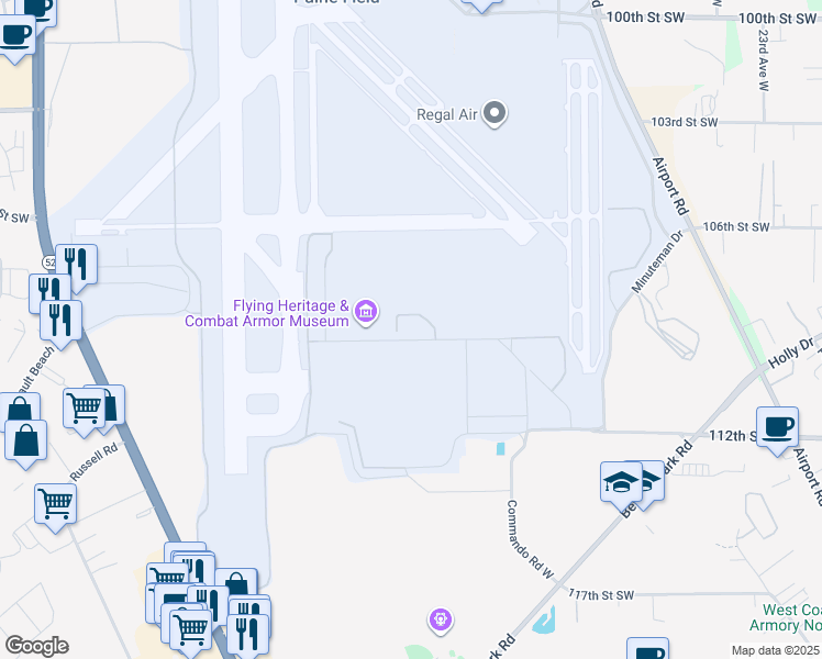 map of restaurants, bars, coffee shops, grocery stores, and more near 3407 109th Street Southwest in Everett