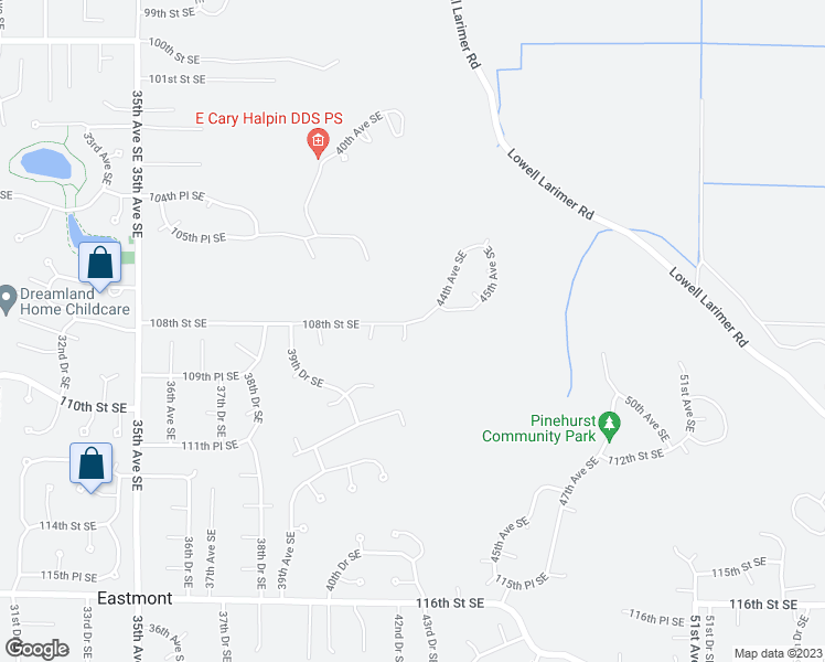map of restaurants, bars, coffee shops, grocery stores, and more near 10805 42nd Drive Southeast in Everett