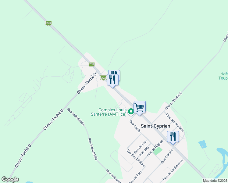 map of restaurants, bars, coffee shops, grocery stores, and more near 107 Rue Principale in Saint-Cyprien