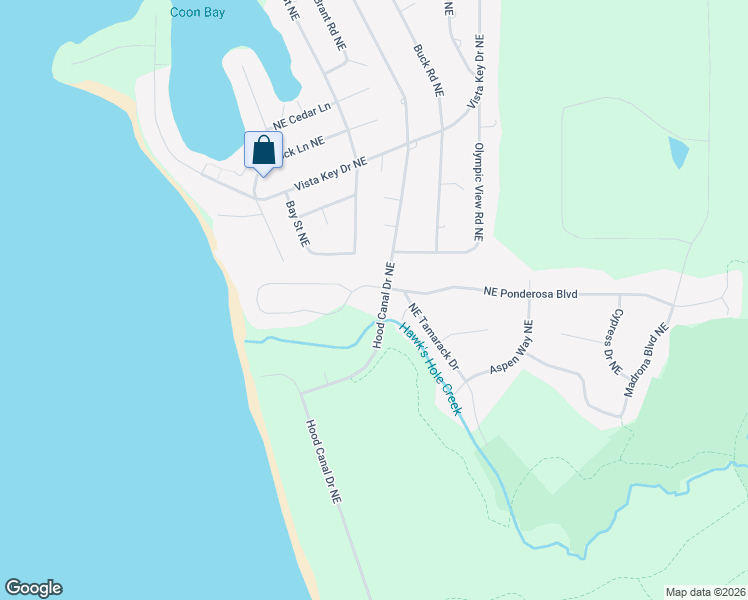 map of restaurants, bars, coffee shops, grocery stores, and more near 5247 Ponderosa Drive Northeast in Hansville