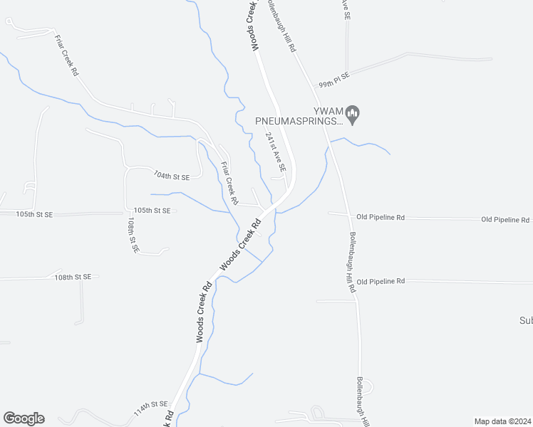 map of restaurants, bars, coffee shops, grocery stores, and more near Woods Creek Rd & Friar Creek Rd in Woods Creek
