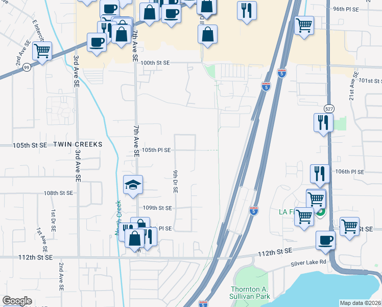 map of restaurants, bars, coffee shops, grocery stores, and more near 924 105th Place Southeast in Everett