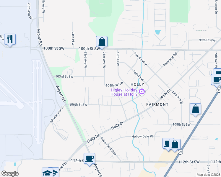 map of restaurants, bars, coffee shops, grocery stores, and more near 2003 104th Street Southwest in Everett