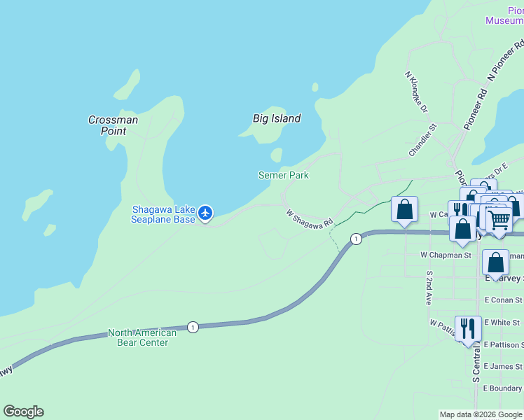 map of restaurants, bars, coffee shops, grocery stores, and more near 1878 West Shagawa Road in Ely