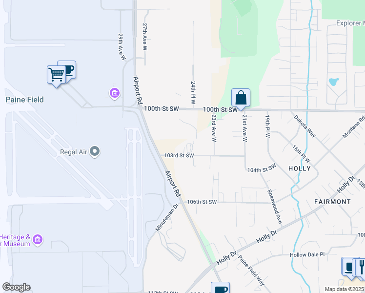 map of restaurants, bars, coffee shops, grocery stores, and more near 2511 103rd Street Southwest in Everett