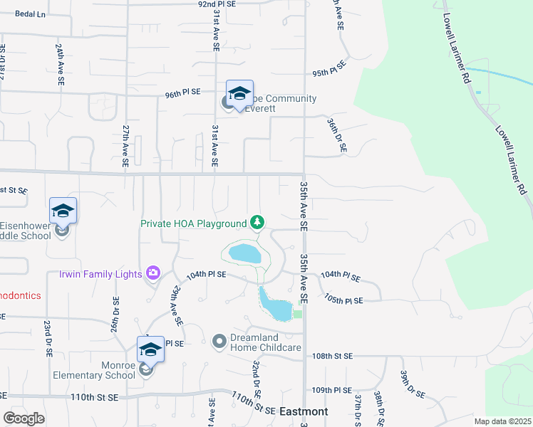 map of restaurants, bars, coffee shops, grocery stores, and more near 10119 33rd Avenue Southeast in Everett