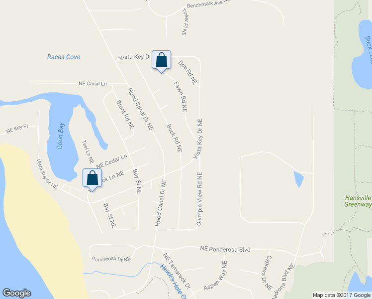 map of restaurants, bars, coffee shops, grocery stores, and more near 37736 Buck Road Northeast in Hansville