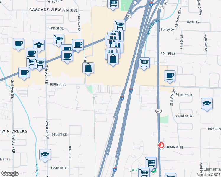 map of restaurants, bars, coffee shops, grocery stores, and more near 10015 13th Drive Southeast in Everett