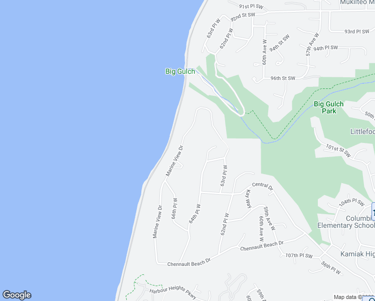 map of restaurants, bars, coffee shops, grocery stores, and more near 10027 Marine View Drive in Mukilteo