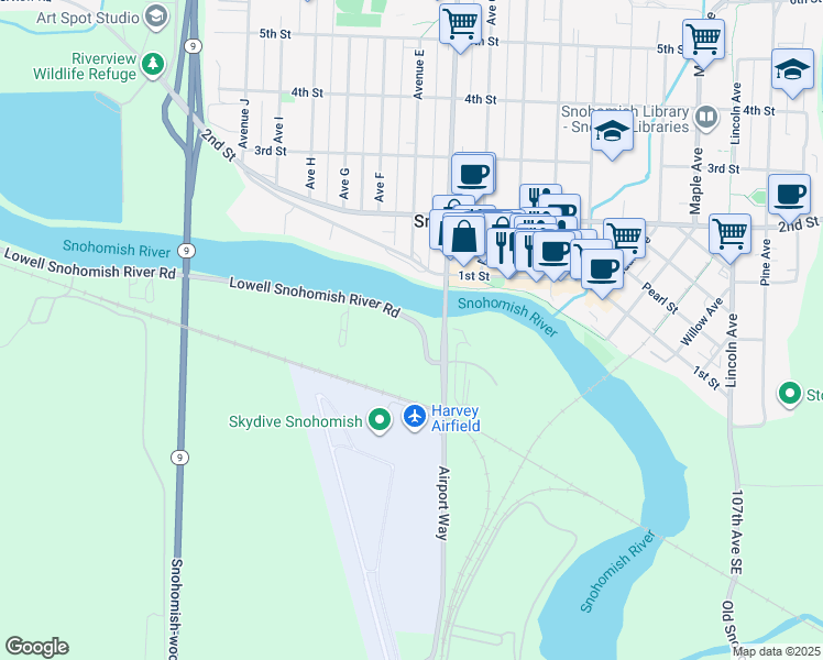 map of restaurants, bars, coffee shops, grocery stores, and more near in Snohomish
