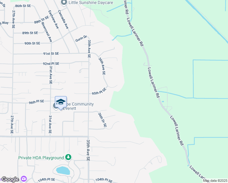 map of restaurants, bars, coffee shops, grocery stores, and more near 3532 95th Place Southeast in Everett