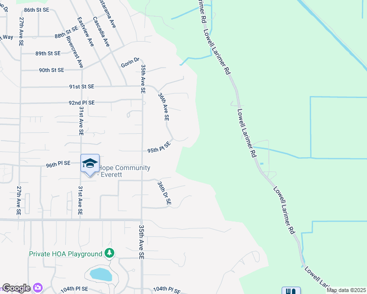 map of restaurants, bars, coffee shops, grocery stores, and more near 3532 95th Place Southeast in Everett
