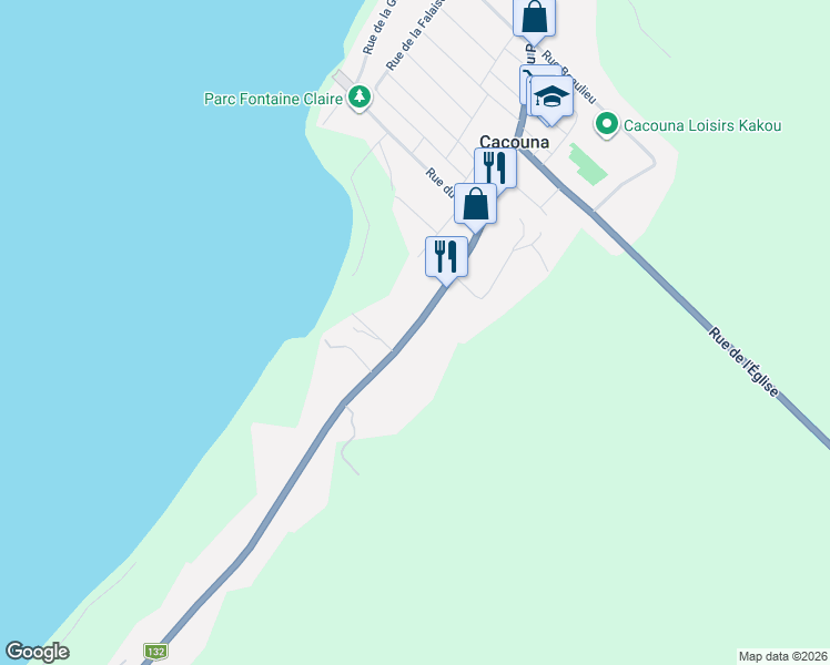 map of restaurants, bars, coffee shops, grocery stores, and more near Rue du Patrimoine in Cacouna