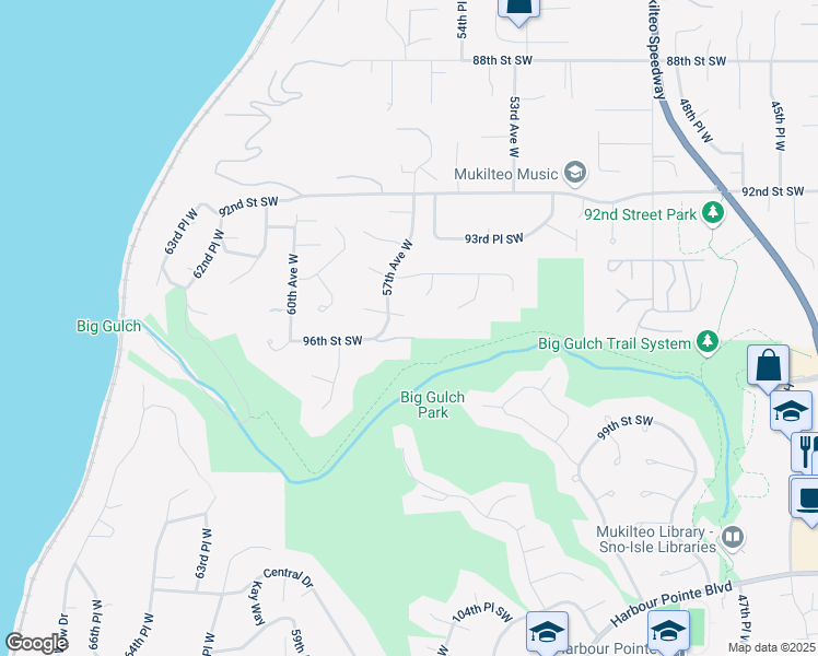 map of restaurants, bars, coffee shops, grocery stores, and more near 5662 95th Place Southwest in Mukilteo