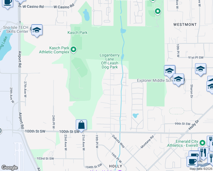 map of restaurants, bars, coffee shops, grocery stores, and more near 1814 95th Street Southwest in Everett
