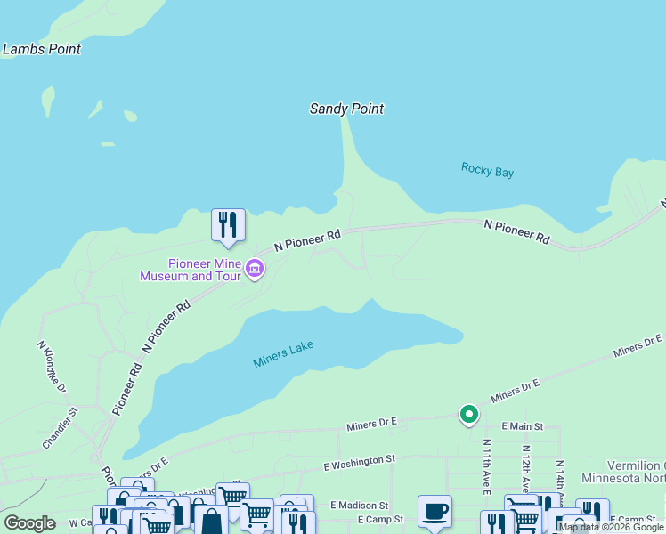map of restaurants, bars, coffee shops, grocery stores, and more near 759 North Pioneer Road in Ely