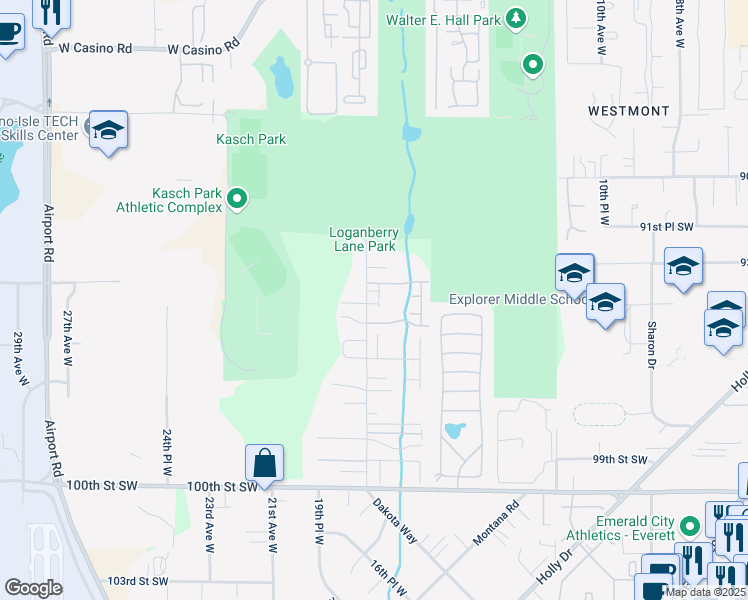 map of restaurants, bars, coffee shops, grocery stores, and more near 9331 18th Avenue West in Everett