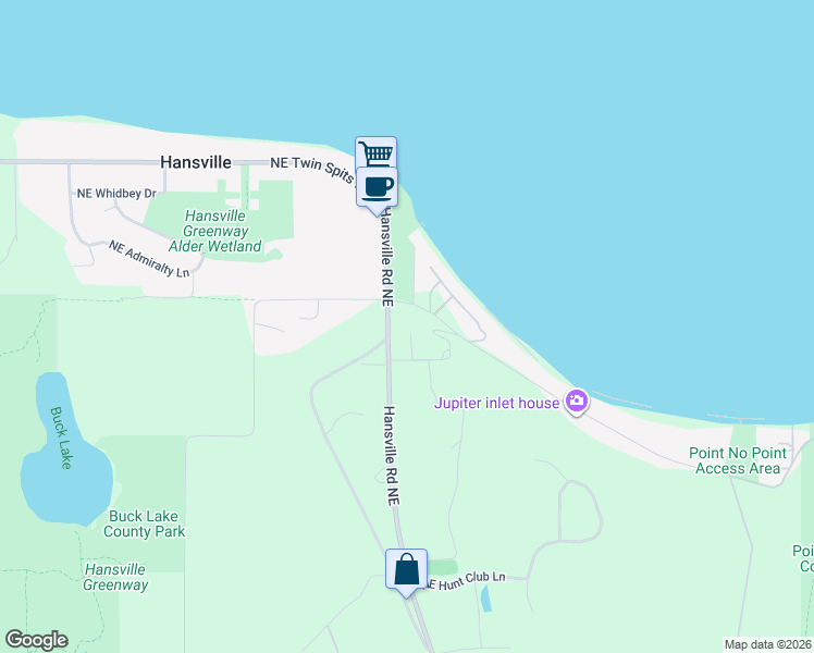 map of restaurants, bars, coffee shops, grocery stores, and more near 7727 Northeast Point No Point Road in Hansville