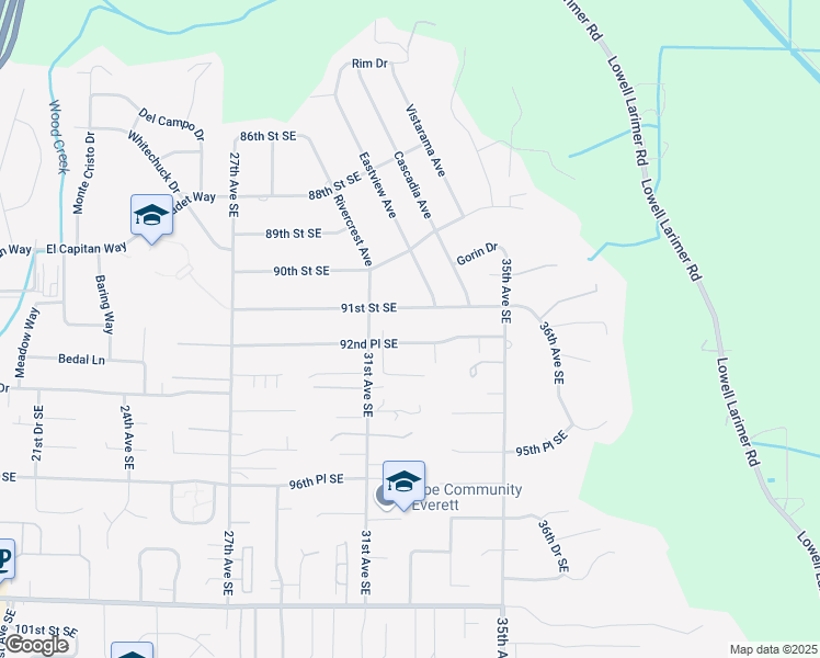 map of restaurants, bars, coffee shops, grocery stores, and more near 3230 91st Street Southeast in Everett