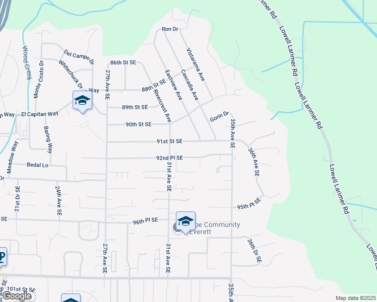 map of restaurants, bars, coffee shops, grocery stores, and more near 3230 91st Street Southeast in Everett