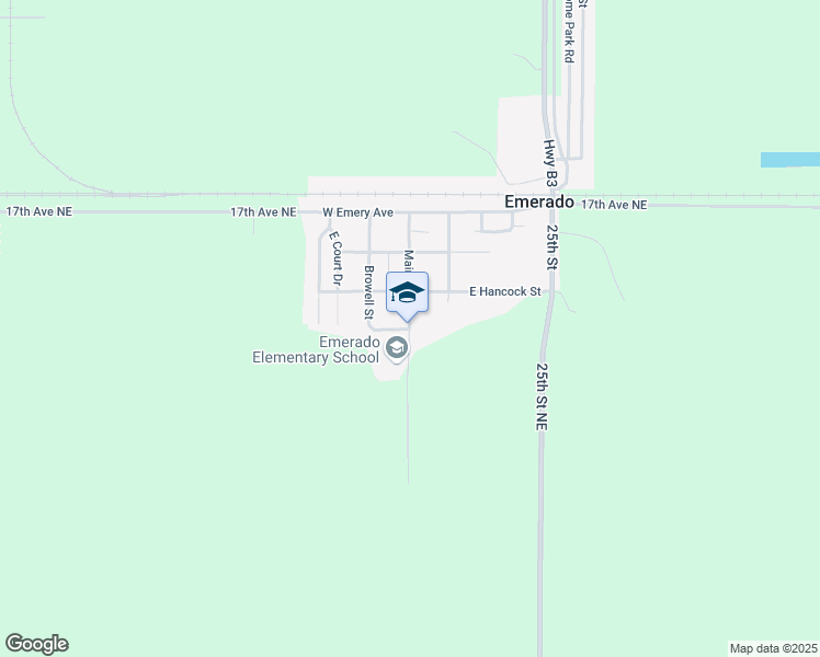 map of restaurants, bars, coffee shops, grocery stores, and more near 501 Main Street in Emerado