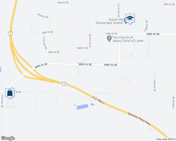 map of restaurants, bars, coffee shops, grocery stores, and more near 12626b 88th Street Southeast in Snohomish