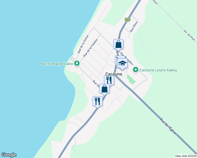 map of restaurants, bars, coffee shops, grocery stores, and more near 287 Rue d'Amours in Cacouna
