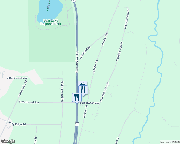 map of restaurants, bars, coffee shops, grocery stores, and more near 28615 North Milan Road in Chattaroy