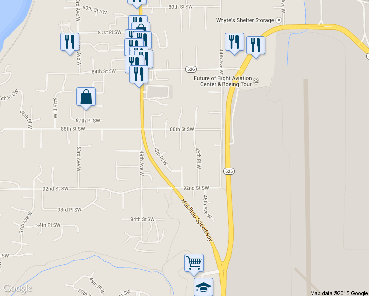 map of restaurants, bars, coffee shops, grocery stores, and more near 8841 46th Place West in Mukilteo