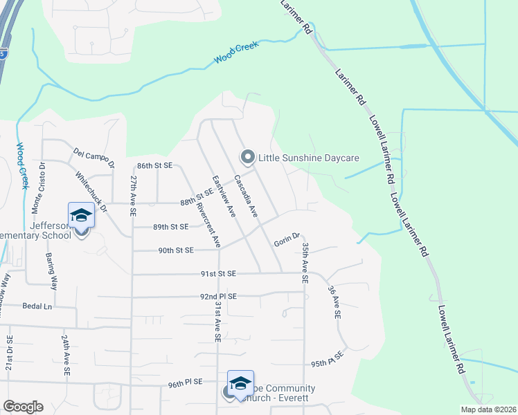 map of restaurants, bars, coffee shops, grocery stores, and more near 8815 Cascadia Avenue in Everett