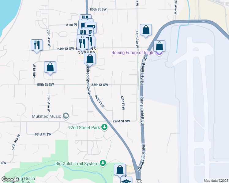 map of restaurants, bars, coffee shops, grocery stores, and more near 8841 46th Place West in Mukilteo