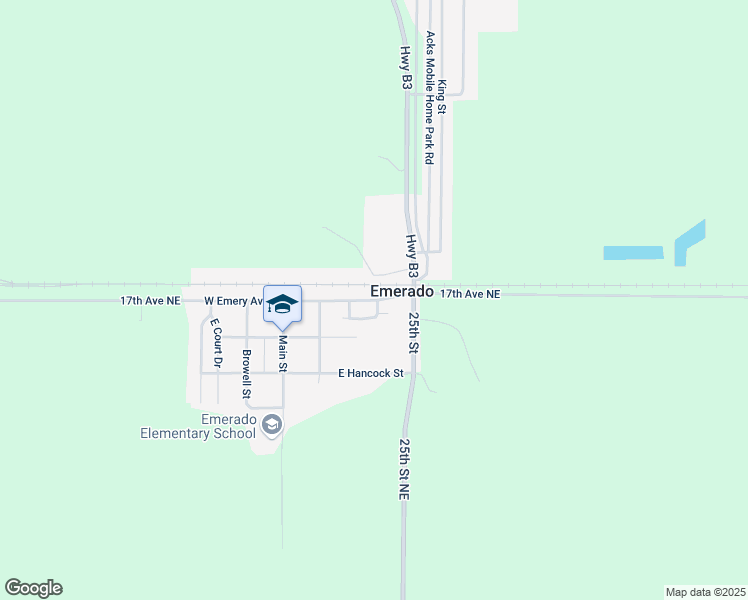 map of restaurants, bars, coffee shops, grocery stores, and more near 302 E Emery St in Emerado