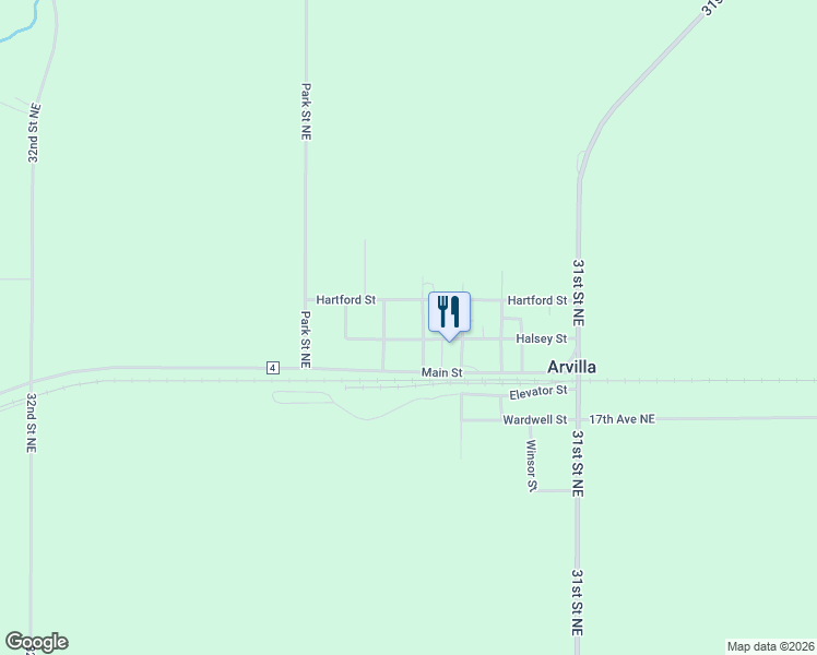 map of restaurants, bars, coffee shops, grocery stores, and more near 405 Hersey Avenue in Arvilla