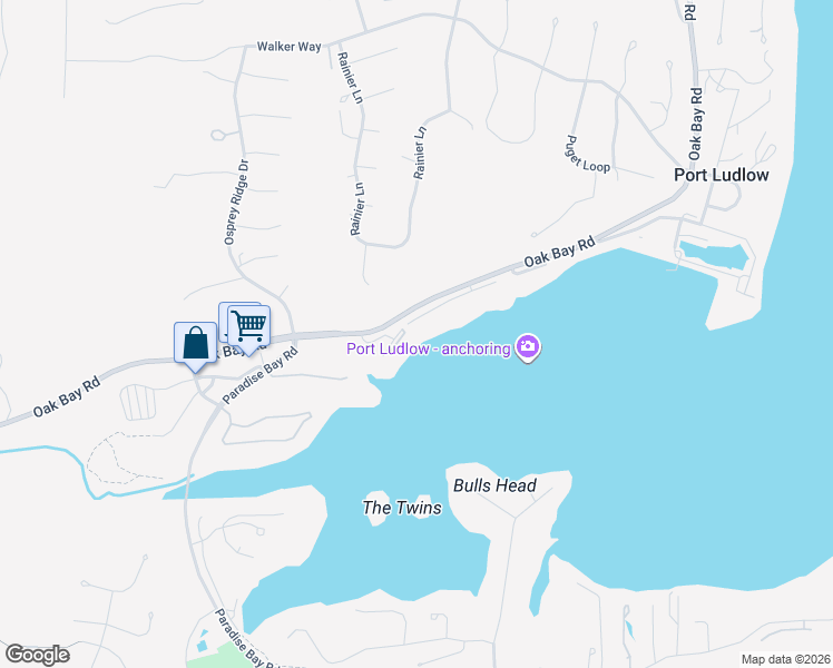 map of restaurants, bars, coffee shops, grocery stores, and more near 103 Wells Ridge Court in Port Ludlow