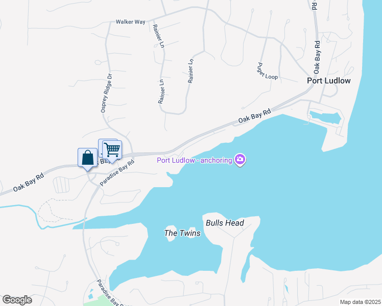 map of restaurants, bars, coffee shops, grocery stores, and more near 103 Wells Ridge Court in Port Ludlow