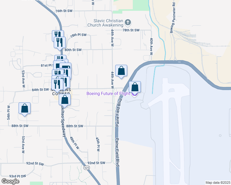 map of restaurants, bars, coffee shops, grocery stores, and more near in Mukilteo