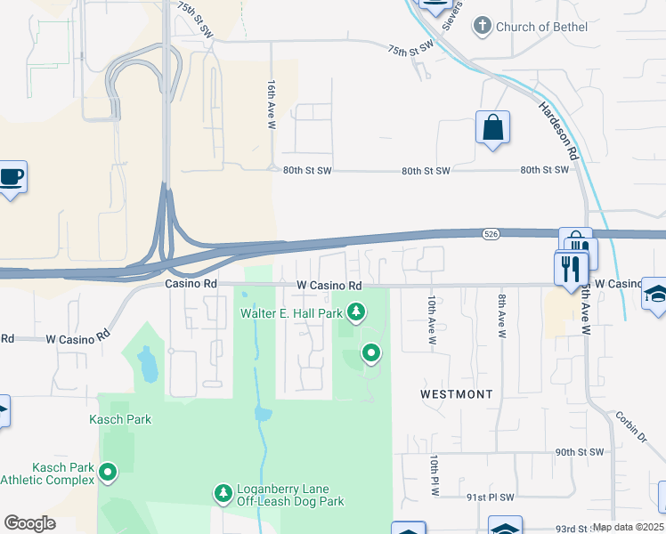 map of restaurants, bars, coffee shops, grocery stores, and more near in Everett