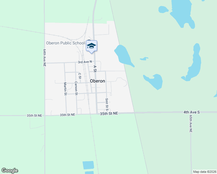 map of restaurants, bars, coffee shops, grocery stores, and more near 112 Summit St S in Oberon