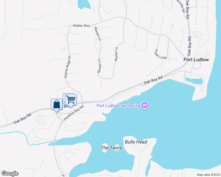map of restaurants, bars, coffee shops, grocery stores, and more near 103 Wells Ridge Court in Port Ludlow