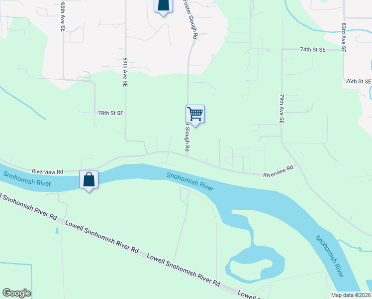 map of restaurants, bars, coffee shops, grocery stores, and more near 7316 Riverview Road in Snohomish