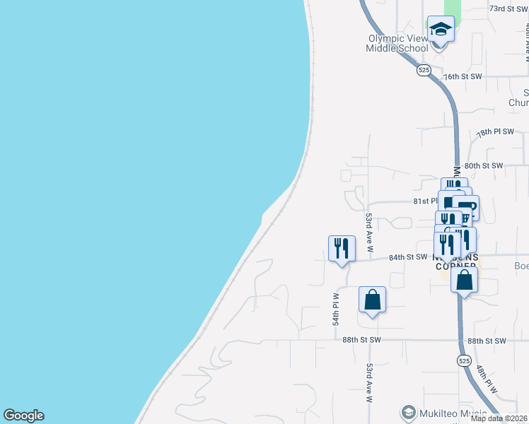 map of restaurants, bars, coffee shops, grocery stores, and more near 8200 Naketa Beach Walk in Mukilteo