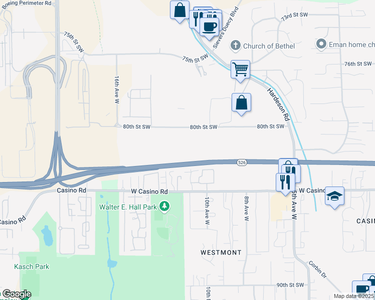 map of restaurants, bars, coffee shops, grocery stores, and more near 1118 80th Street Southwest in Everett