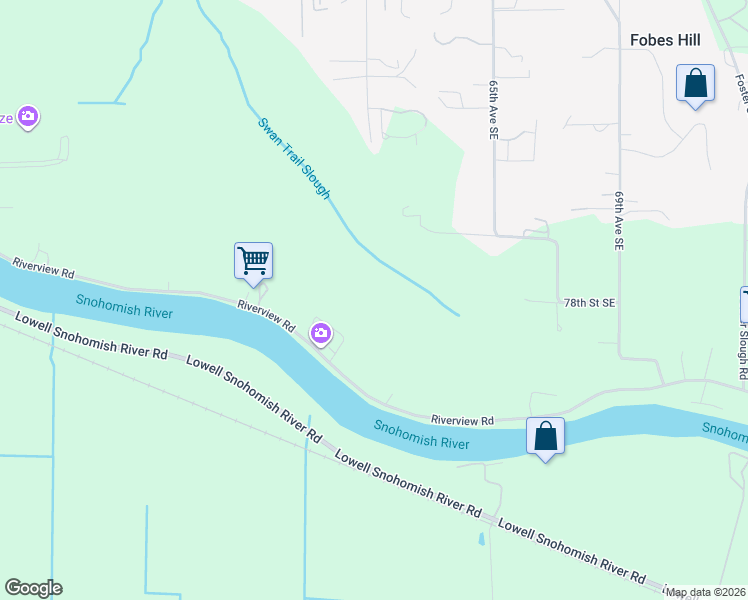 map of restaurants, bars, coffee shops, grocery stores, and more near 6027 Riverview Road in Snohomish