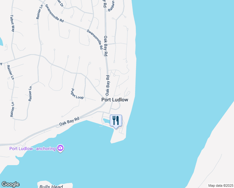 map of restaurants, bars, coffee shops, grocery stores, and more near 100 Olympic Place in Port Ludlow