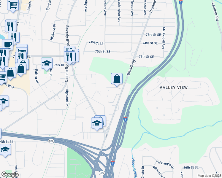 map of restaurants, bars, coffee shops, grocery stores, and more near 7812 19th Drive Southeast in Everett