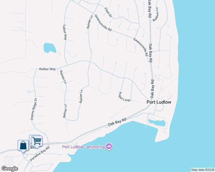 map of restaurants, bars, coffee shops, grocery stores, and more near 9012 Oak Bay Road in Port Ludlow