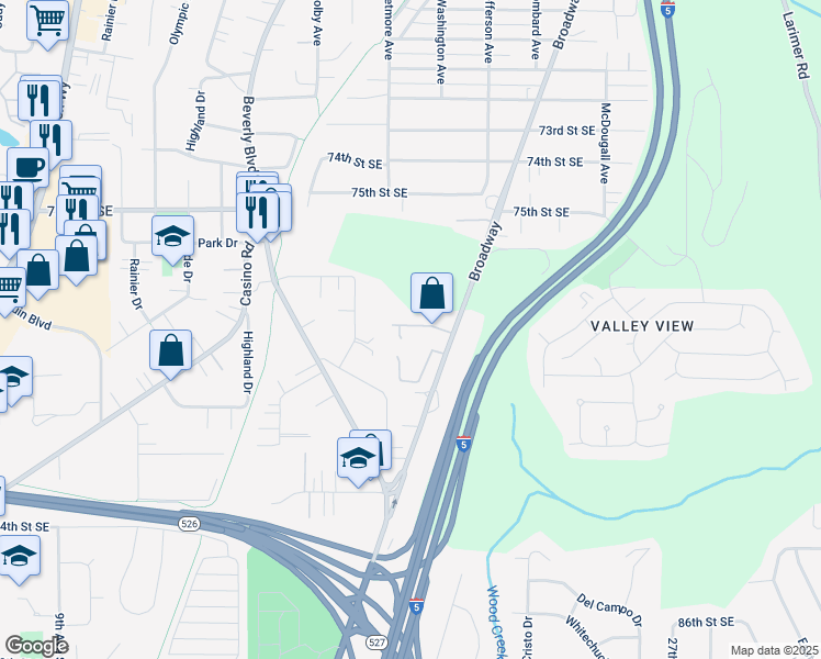 map of restaurants, bars, coffee shops, grocery stores, and more near 7812 19th Drive Southeast in Everett