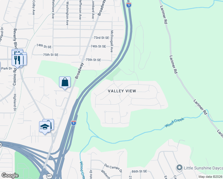 map of restaurants, bars, coffee shops, grocery stores, and more near 7708 Timber Hill Drive in Everett