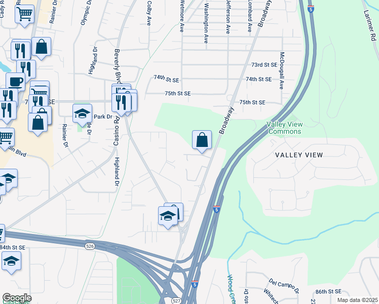 map of restaurants, bars, coffee shops, grocery stores, and more near 1913 78th Place Southeast in Everett
