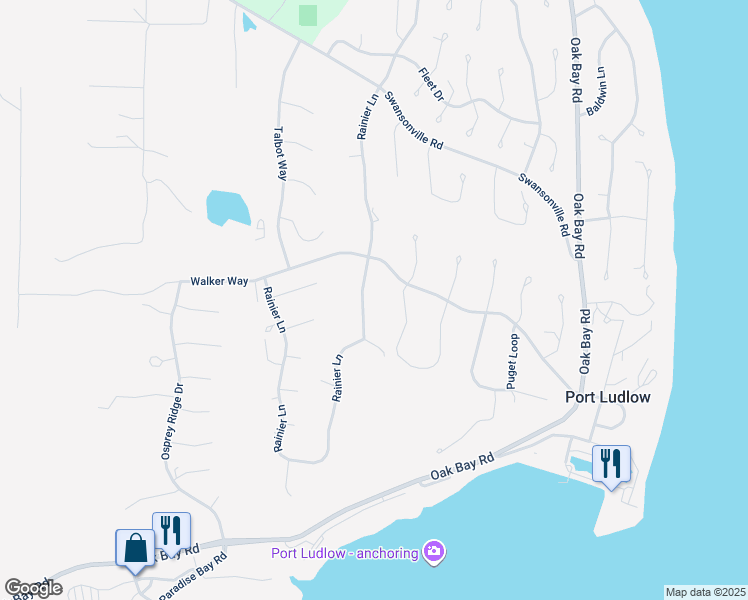 map of restaurants, bars, coffee shops, grocery stores, and more near 441 Rainier Lane in Port Ludlow